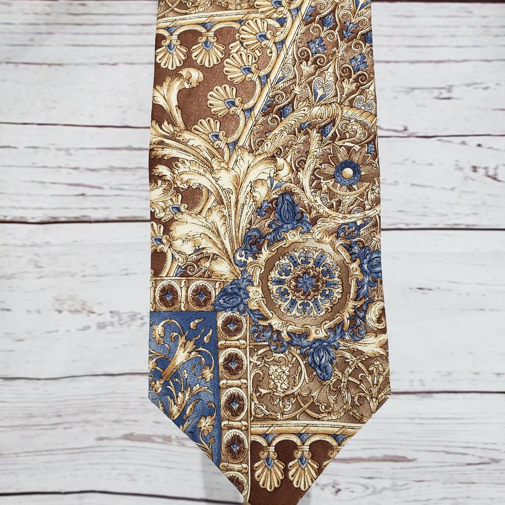 Bill Blass Men's All Silk Brown Blue Paisley Tie